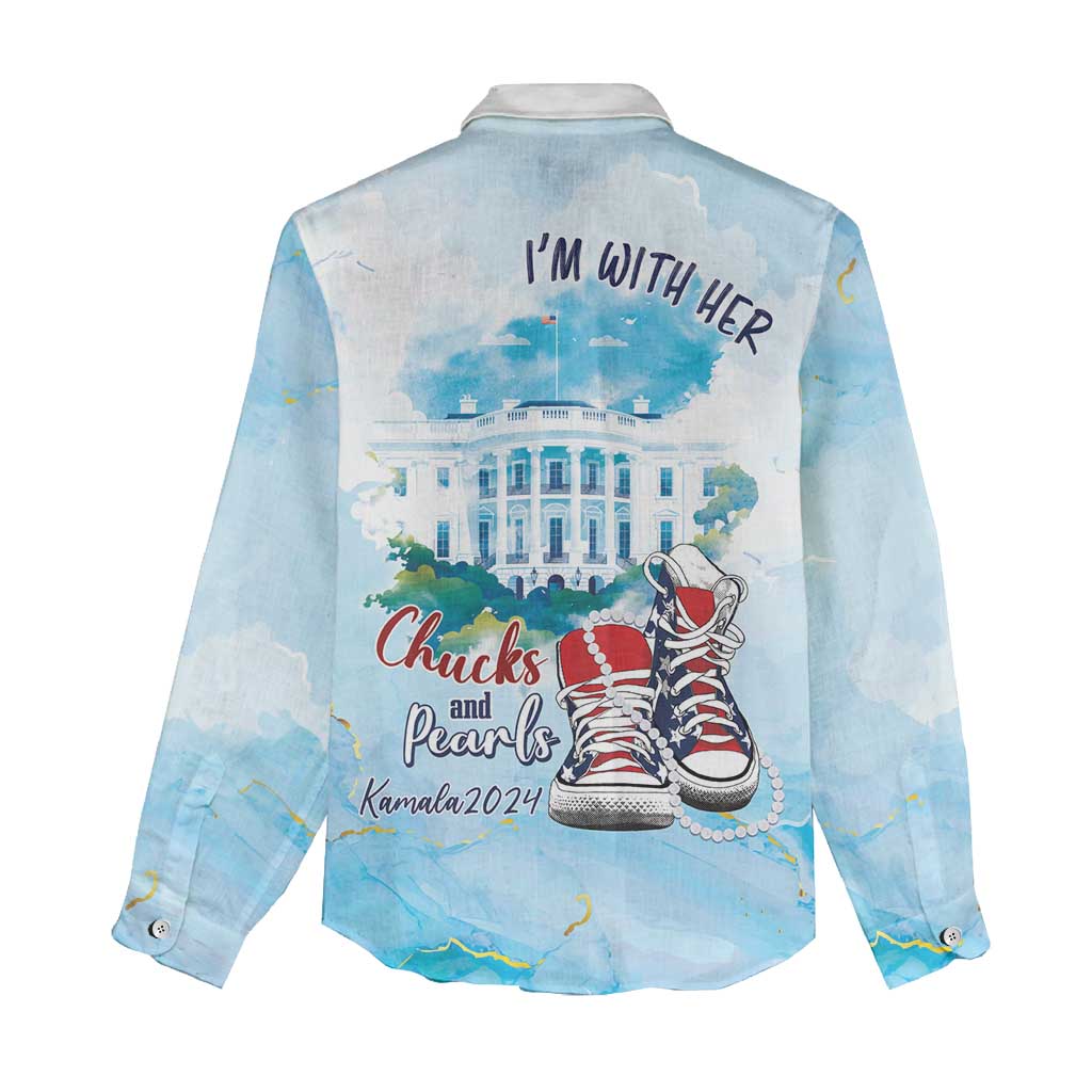 Chucks N Pearls 2024 Women Casual Shirt I'm With Her LT7