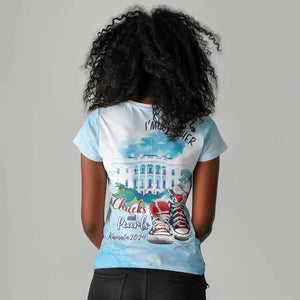 Chucks N Pearls 2024 Women V-Neck T-Shirt I'm With Her
