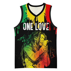 Jamaica Reggae King Basketball Jersey Sketch Style One Love - African Pride