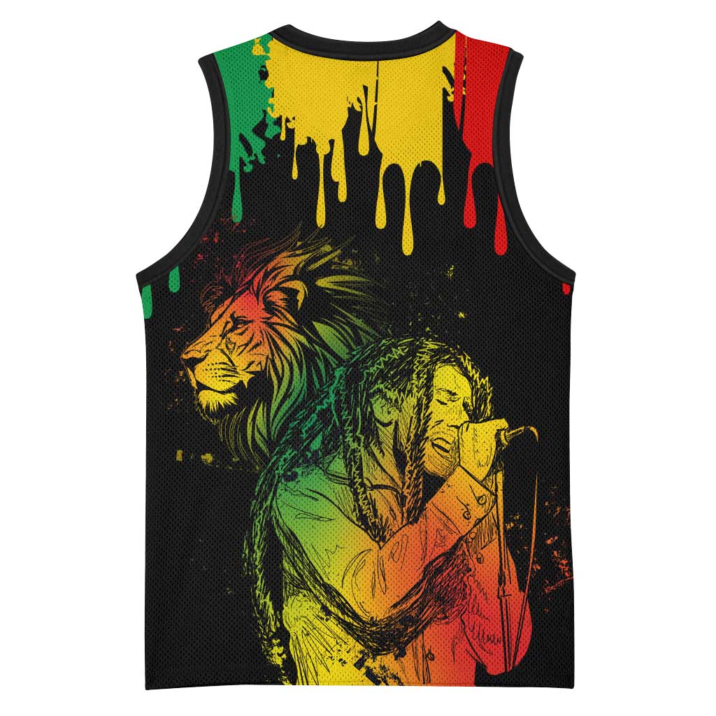Jamaica Reggae King Basketball Jersey Sketch Style One Love - African Pride
