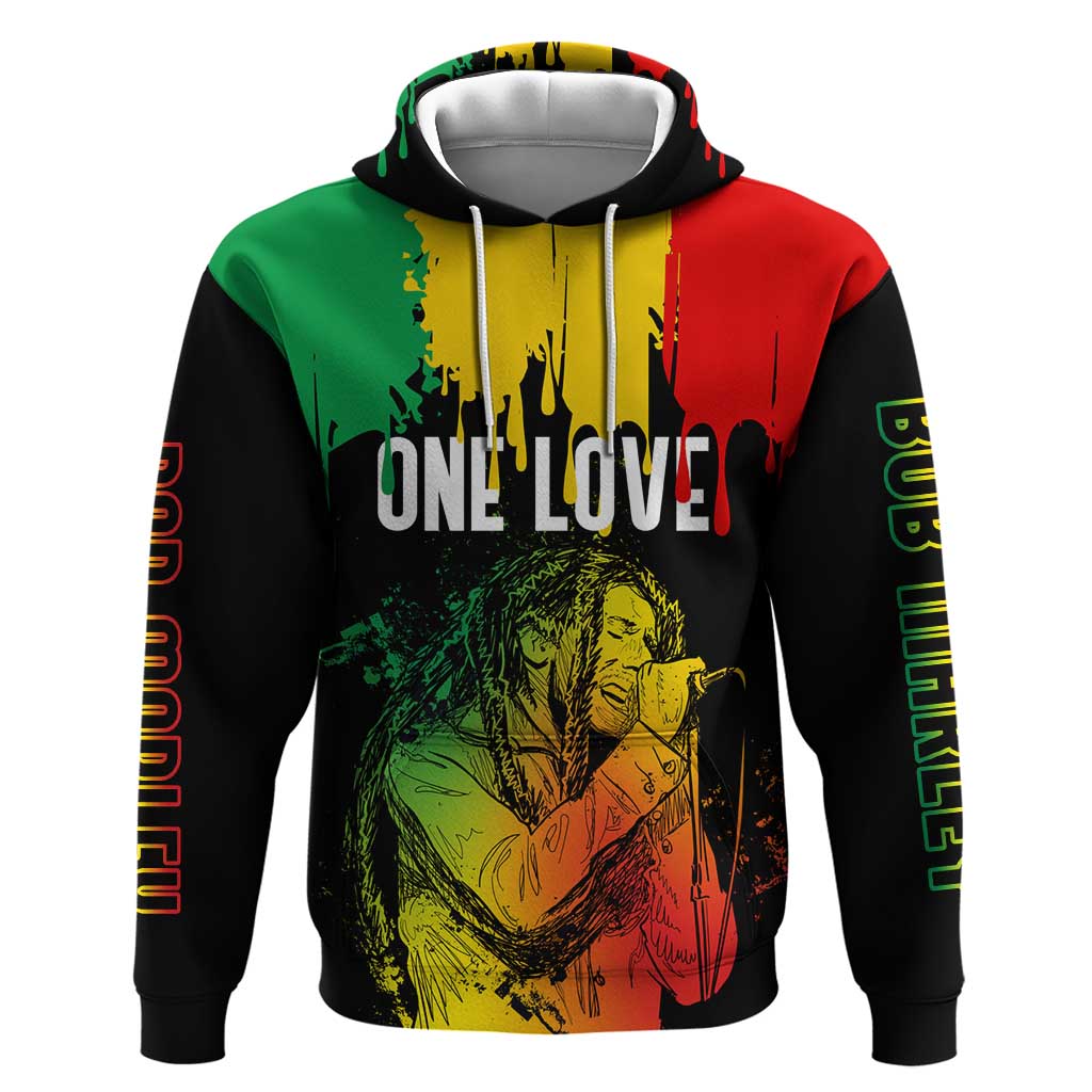 Jamaica Reggae King Hoodie Sketch Style One Love