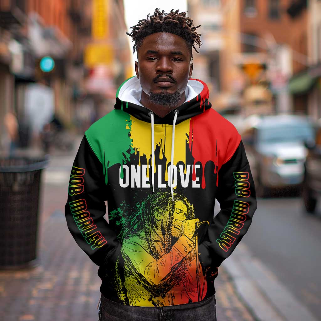 Jamaica Reggae King Hoodie Sketch Style One Love