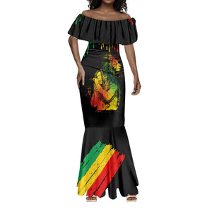 Jamaica Reggae King Mermaid Dress Sketch Style One Love