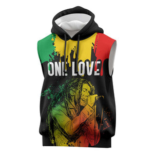 Jamaica Reggae King Sleeveless Hoodie Sketch Style One Love - African Pride