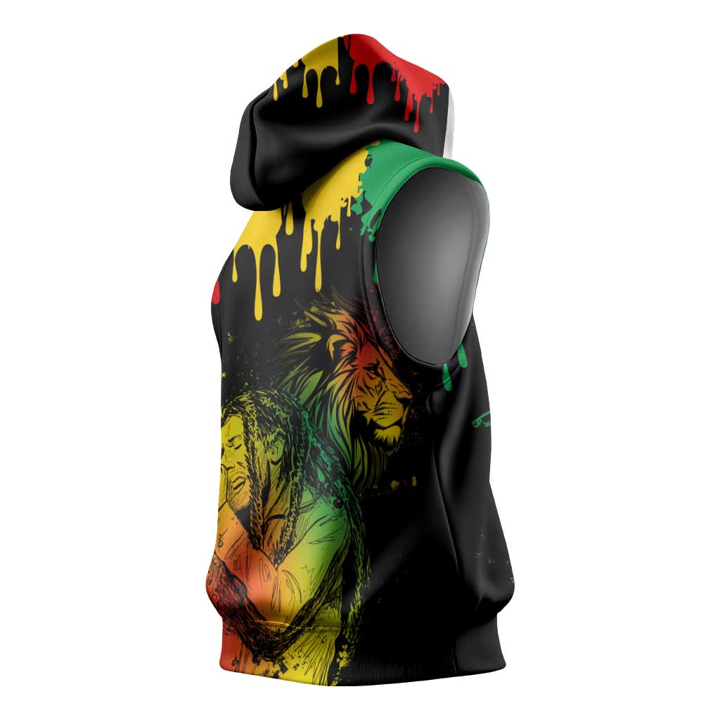 Jamaica Reggae King Sleeveless Hoodie Sketch Style One Love - African Pride