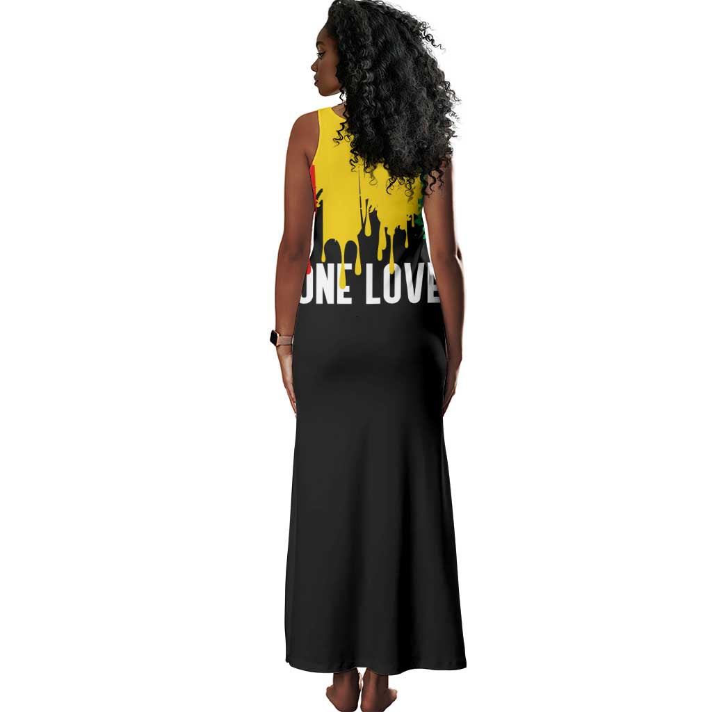 Jamaica Reggae King Tank Maxi Dress Sketch Style One Love