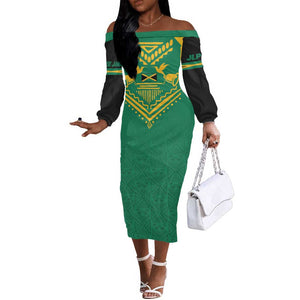 JLP Choose Jamaica Off The Shoulder Long Sleeve Dress - African Pride