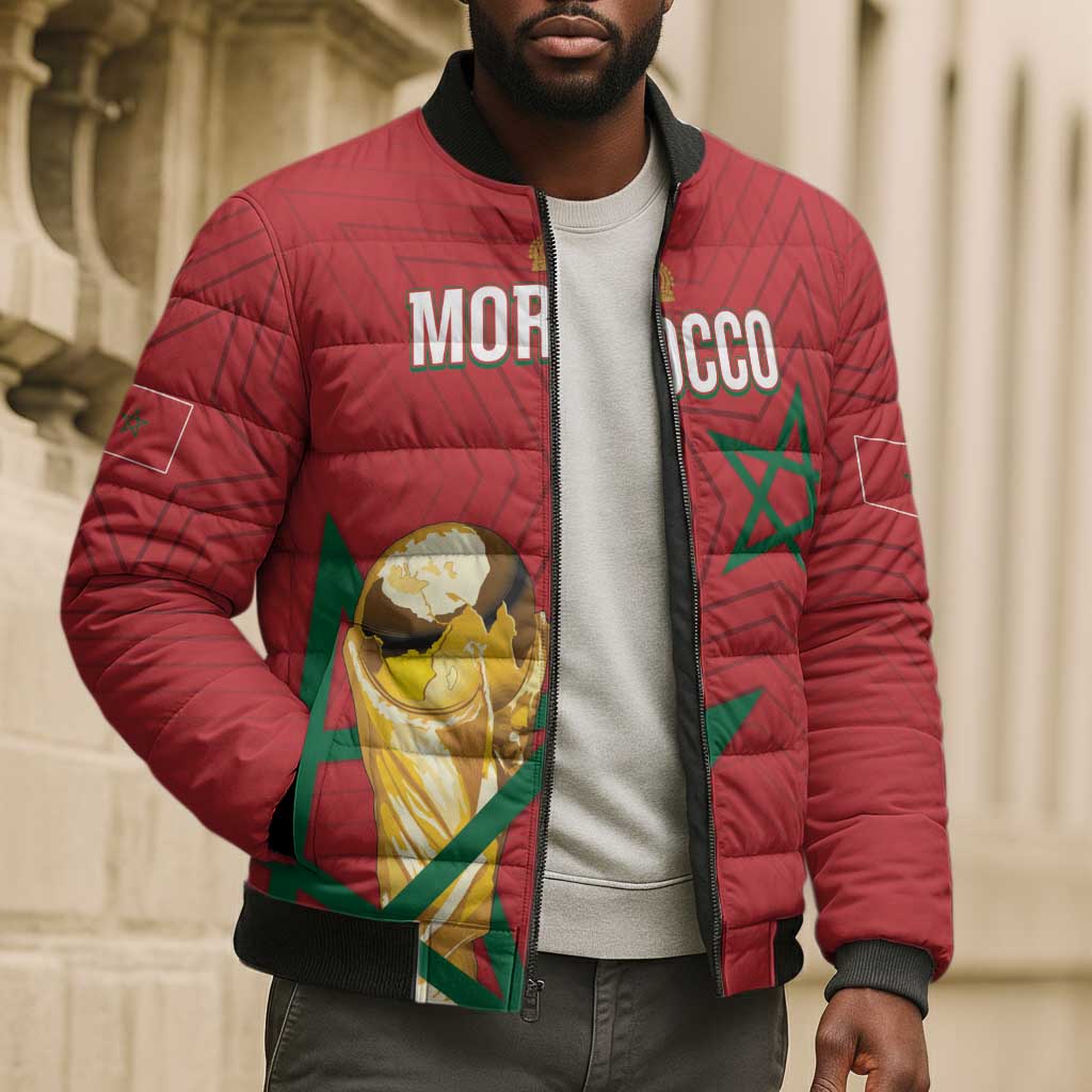 Morocco Football WC2026 Custom Bomber Puffer Jacket Atlas Lions - Conquer The World - African Pride