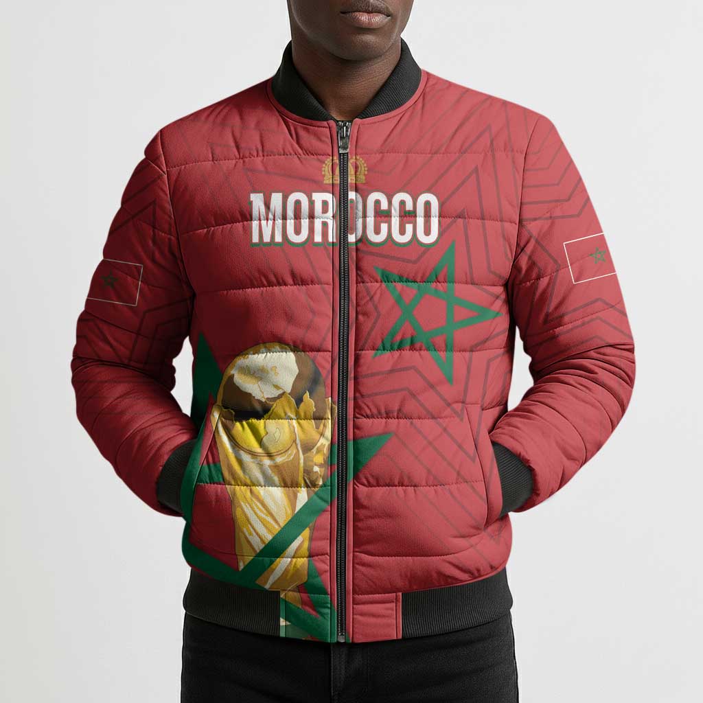 Morocco Football WC2026 Custom Bomber Puffer Jacket Atlas Lions - Conquer The World - African Pride