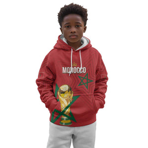Morocco Football WC2026 Custom Kid Hoodie Atlas Lions - Conquer The World - African Pride