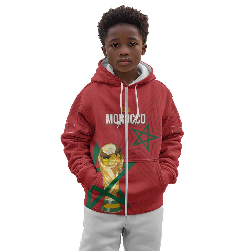 Morocco Football WC2026 Custom Kid Hoodie Atlas Lions - Conquer The World - African Pride