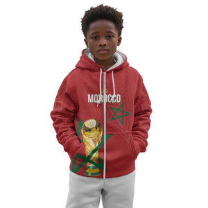 Morocco Football WC2026 Custom Kid Hoodie Atlas Lions - Conquer The World - African Pride