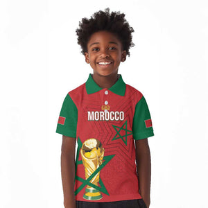 Morocco Football WC2026 Custom Kid Polo Shirt Atlas Lions - Conquer The World - African Pride