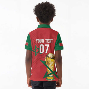 Morocco Football WC2026 Custom Kid Polo Shirt Atlas Lions - Conquer The World - African Pride