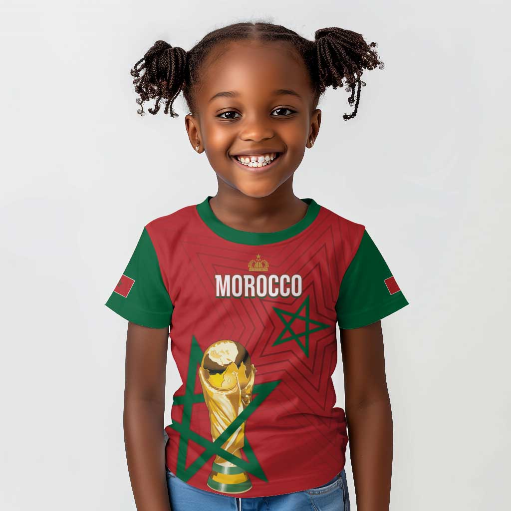 Morocco Football WC2026 Custom Kid T shirt Atlas Lions - Conquer The World - African Pride