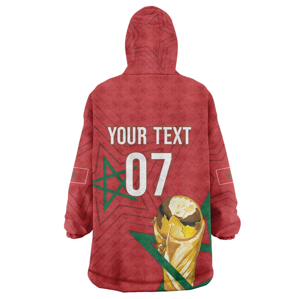 Morocco Football WC2026 Custom Kid Wearable Blanket Hoodie Atlas Lions - Conquer The World - African Pride