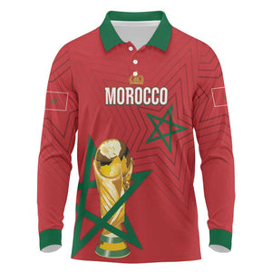 Morocco Football WC2026 Custom Long Sleeve Polo Shirt Atlas Lions - Conquer The World - African Pride