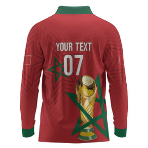 Morocco Football WC2026 Custom Long Sleeve Polo Shirt Atlas Lions - Conquer The World - African Pride