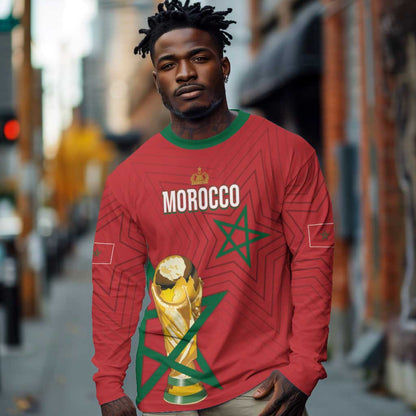 Morocco Football WC2026 Custom Long Sleeve Shirt Atlas Lions - Conquer The World - African Pride