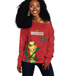 Morocco Football WC2026 Custom Off Shoulder Sweater Atlas Lions - Conquer The World - African Pride