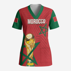 Morocco Football WC2026 Custom Scrub Top Atlas Lions - Conquer The World - African Pride