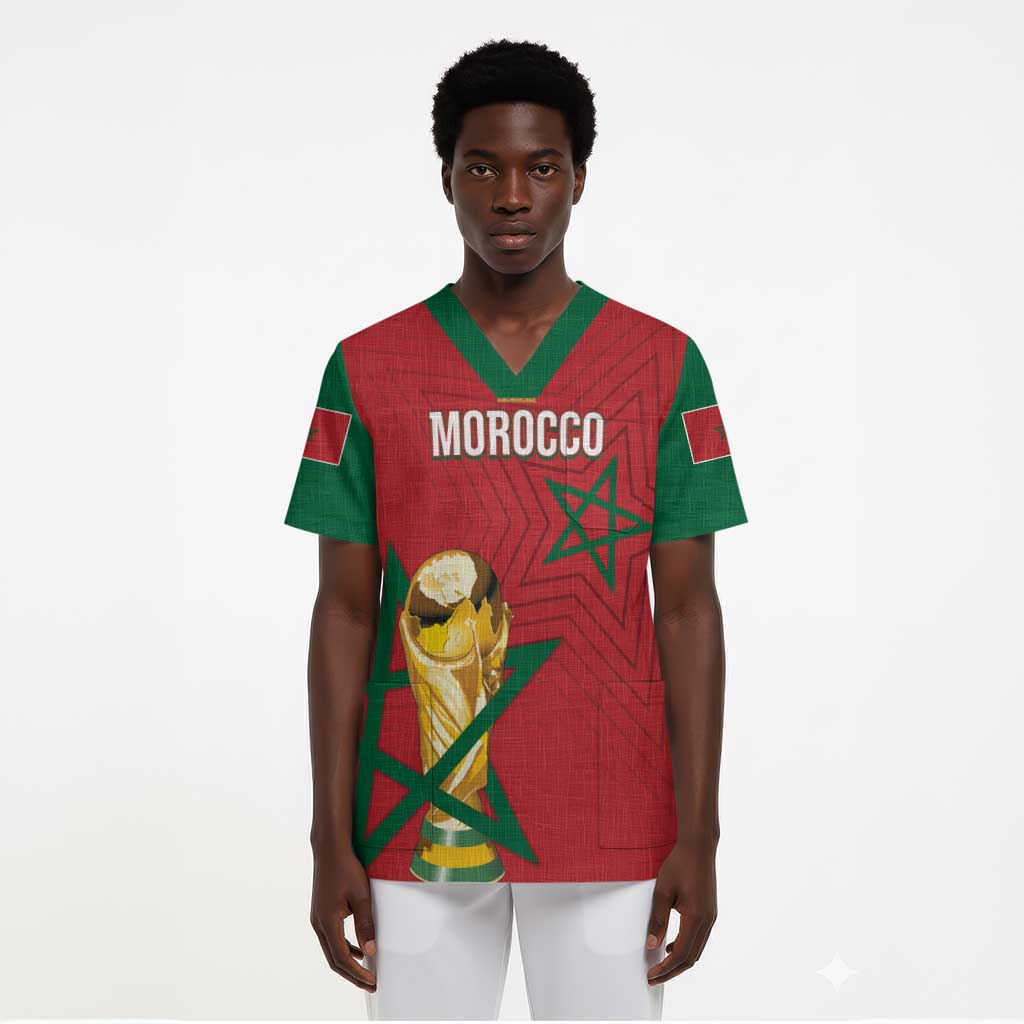 Morocco Football WC2026 Custom Scrub Top Atlas Lions - Conquer The World - African Pride