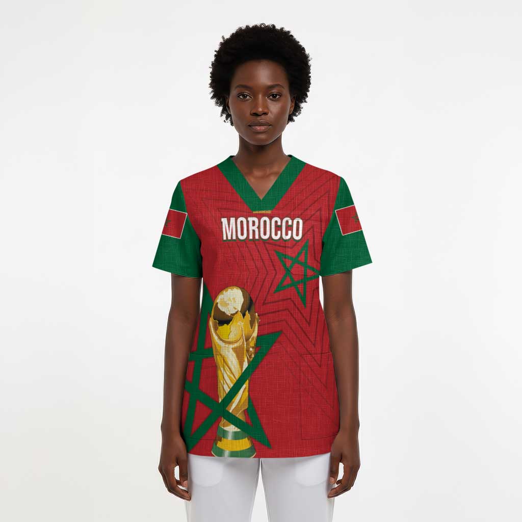 Morocco Football WC2026 Custom Scrub Top Atlas Lions - Conquer The World - African Pride