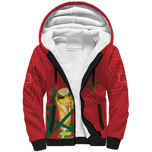 Morocco Football WC2026 Custom Sherpa Hoodie Atlas Lions - Conquer The World - African Pride