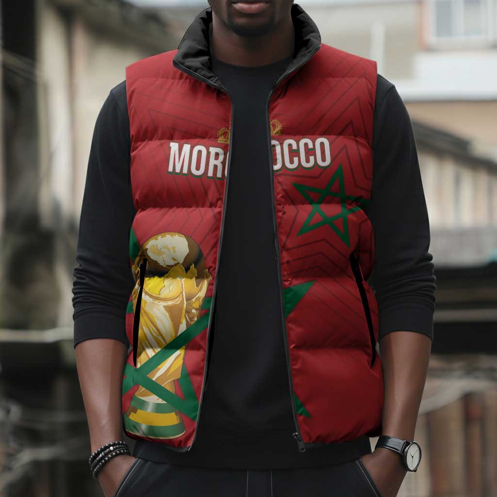 Morocco Football WC2026 Custom Sleeveless Puffer Jacket Atlas Lions - Conquer The World - African Pride