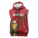 Morocco Football WC2026 Custom Sleeveless Zip Hoodie Atlas Lions - Conquer The World - African Pride
