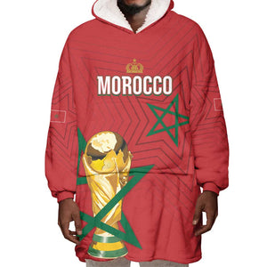 Morocco Football WC2026 Custom Wearable Blanket Hoodie Atlas Lions - Conquer The World - African Pride