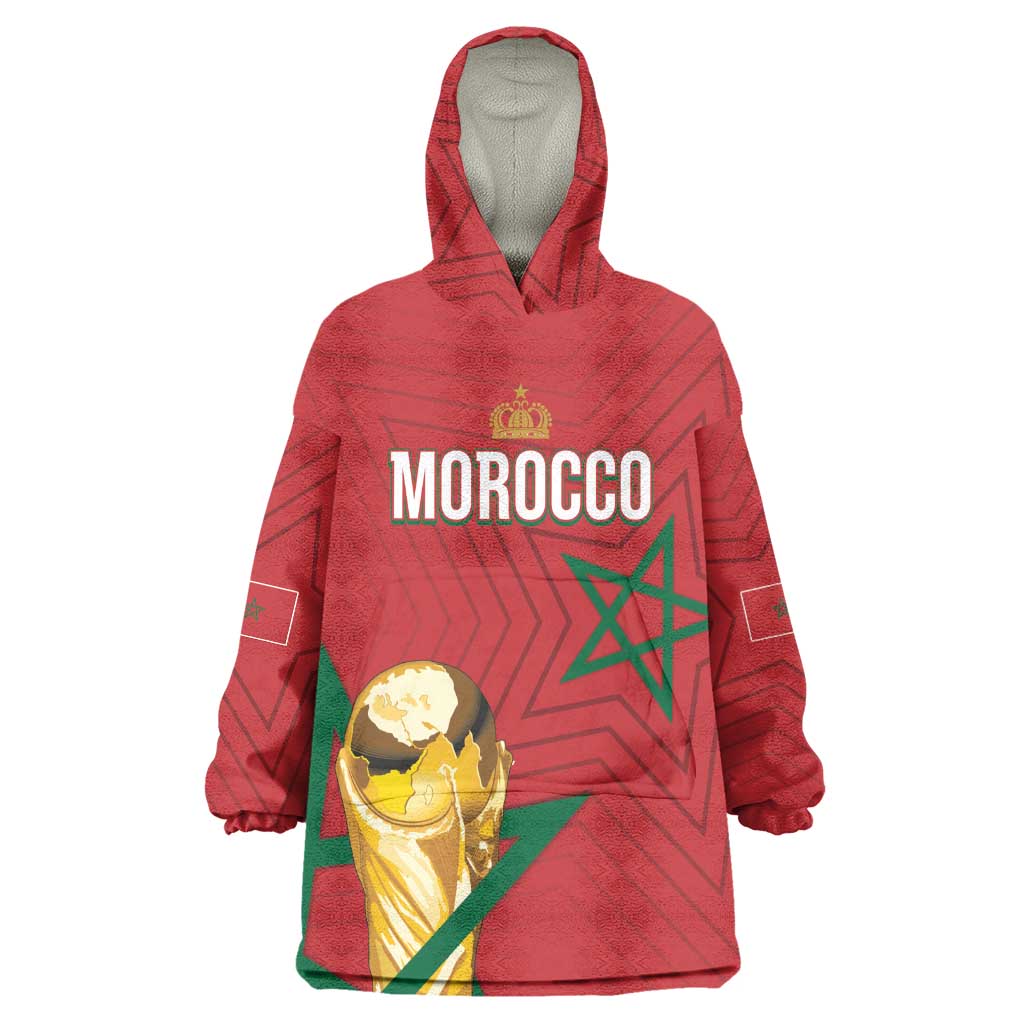 Morocco Football WC2026 Custom Wearable Blanket Hoodie Atlas Lions - Conquer The World - African Pride