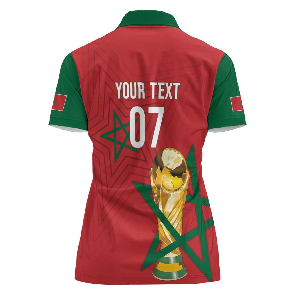 Morocco Football WC2026 Custom Women Polo Shirt Atlas Lions - Conquer The World - African Pride