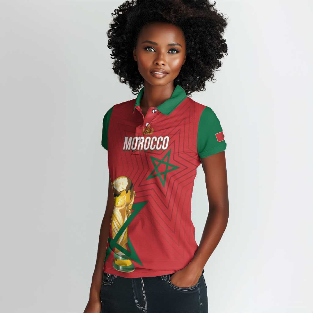 Morocco Football WC2026 Custom Women Polo Shirt Atlas Lions - Conquer The World - African Pride