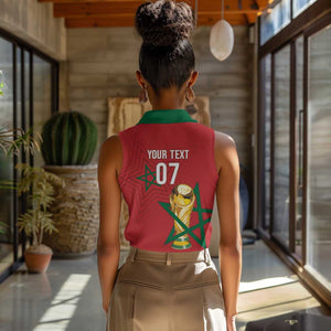Morocco Football WC2026 Custom Women Sleeveless Polo Shirt Atlas Lions - Conquer The World - African Pride