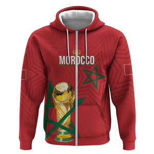 Morocco Football WC2026 Custom Zip Hoodie Atlas Lions - Conquer The World - African Pride