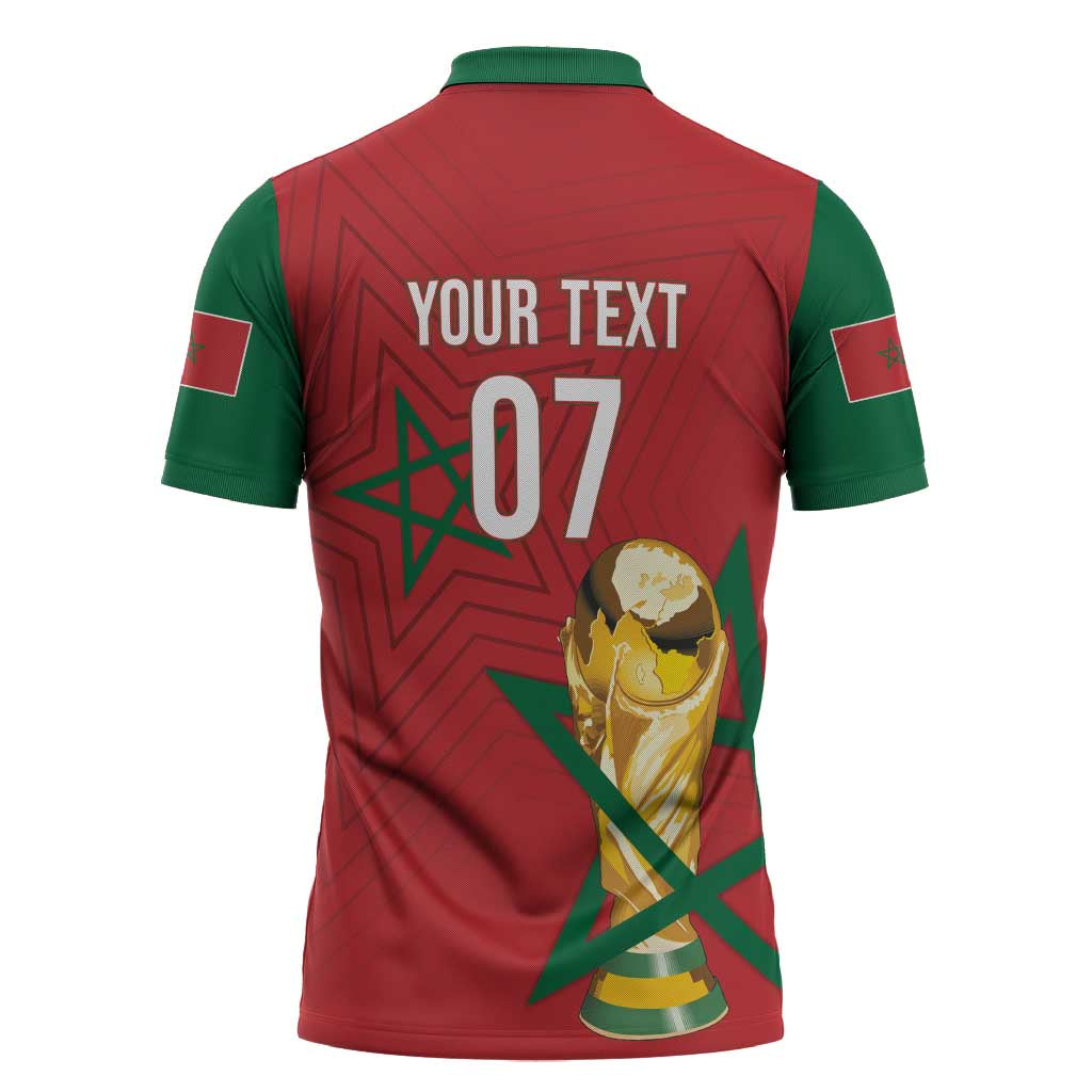 Morocco Football WC2026 Custom Zipper Polo Shirt Atlas Lions - Conquer The World - African Pride