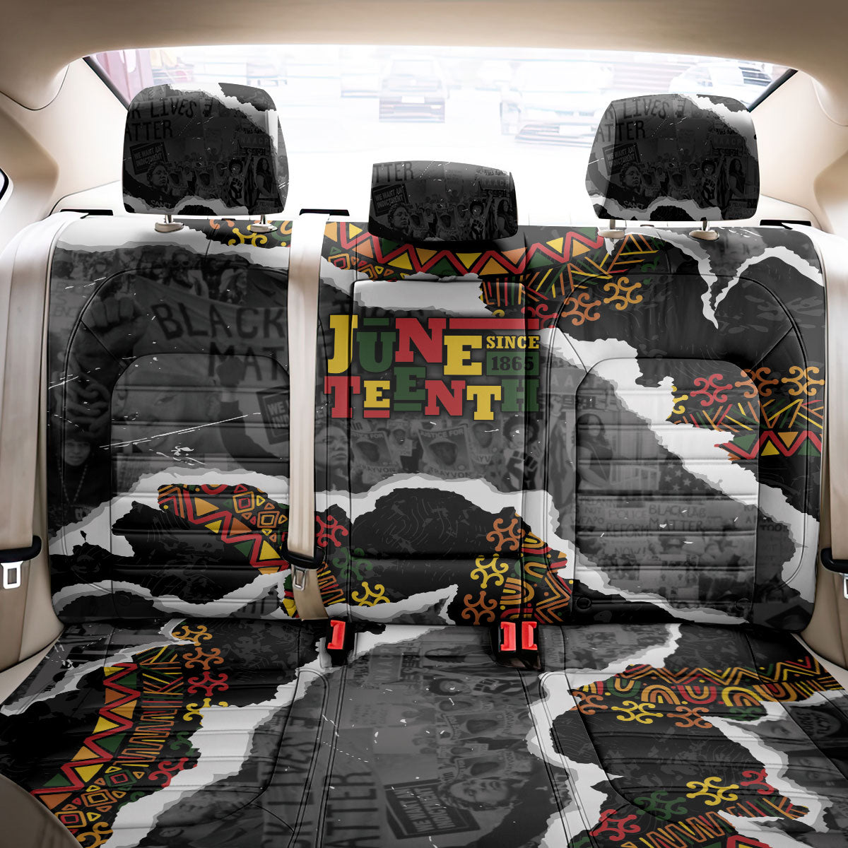 Juneteenth Freedom Day Grunge Ethnic Motif Back Car Seat Cover Black History
