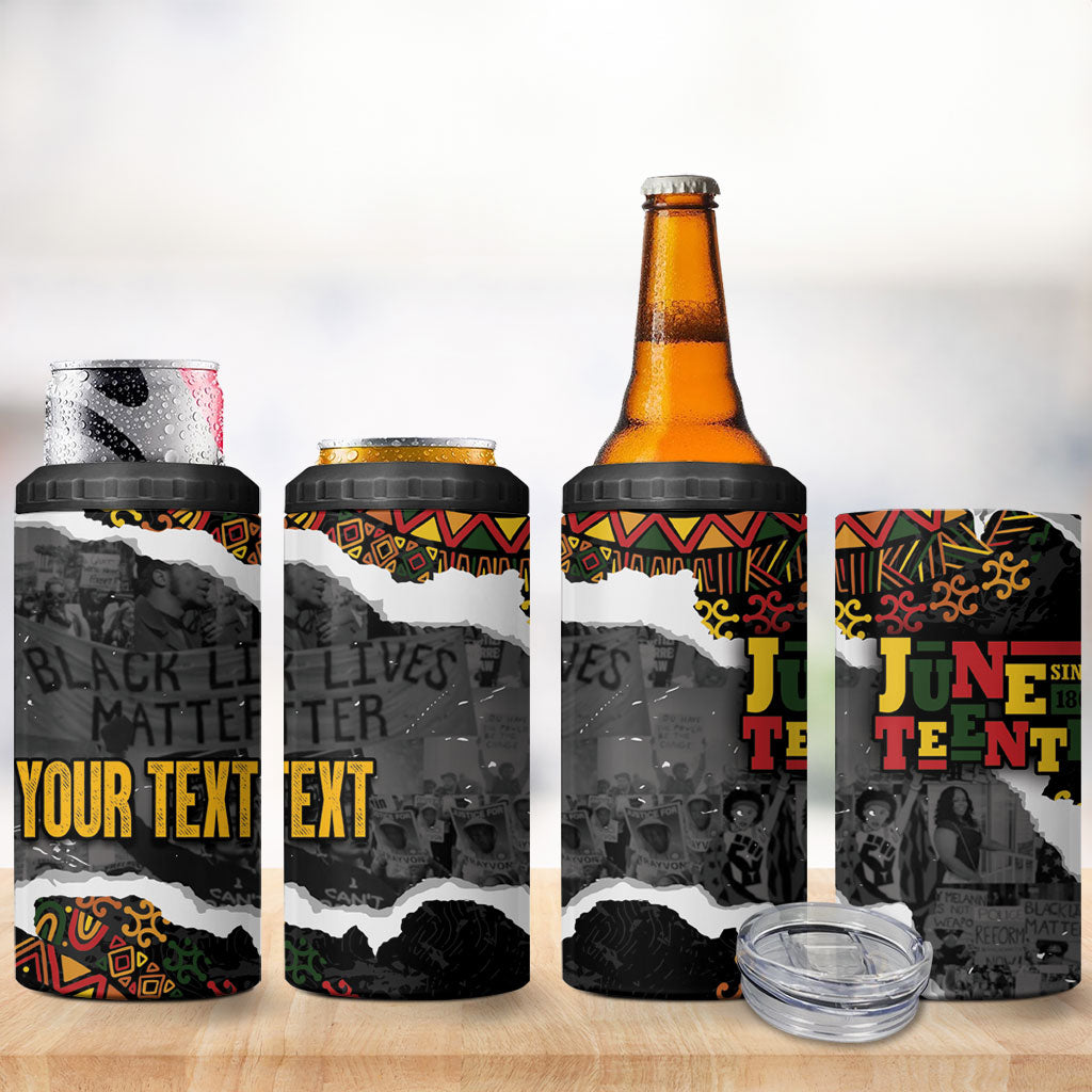 Juneteenth Freedom Day Personalized Grunge Ethnic Motif 4 in 1 Can Cooler Tumbler Black History