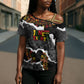 Juneteenth Freedom Day Personalized Grunge Ethnic Motif Cross Shoulder Shirt Black History