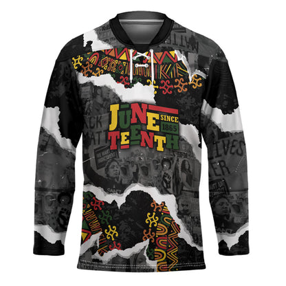 Juneteenth Freedom Day Personalized Grunge Ethnic Motif Hockey Jersey Black History
