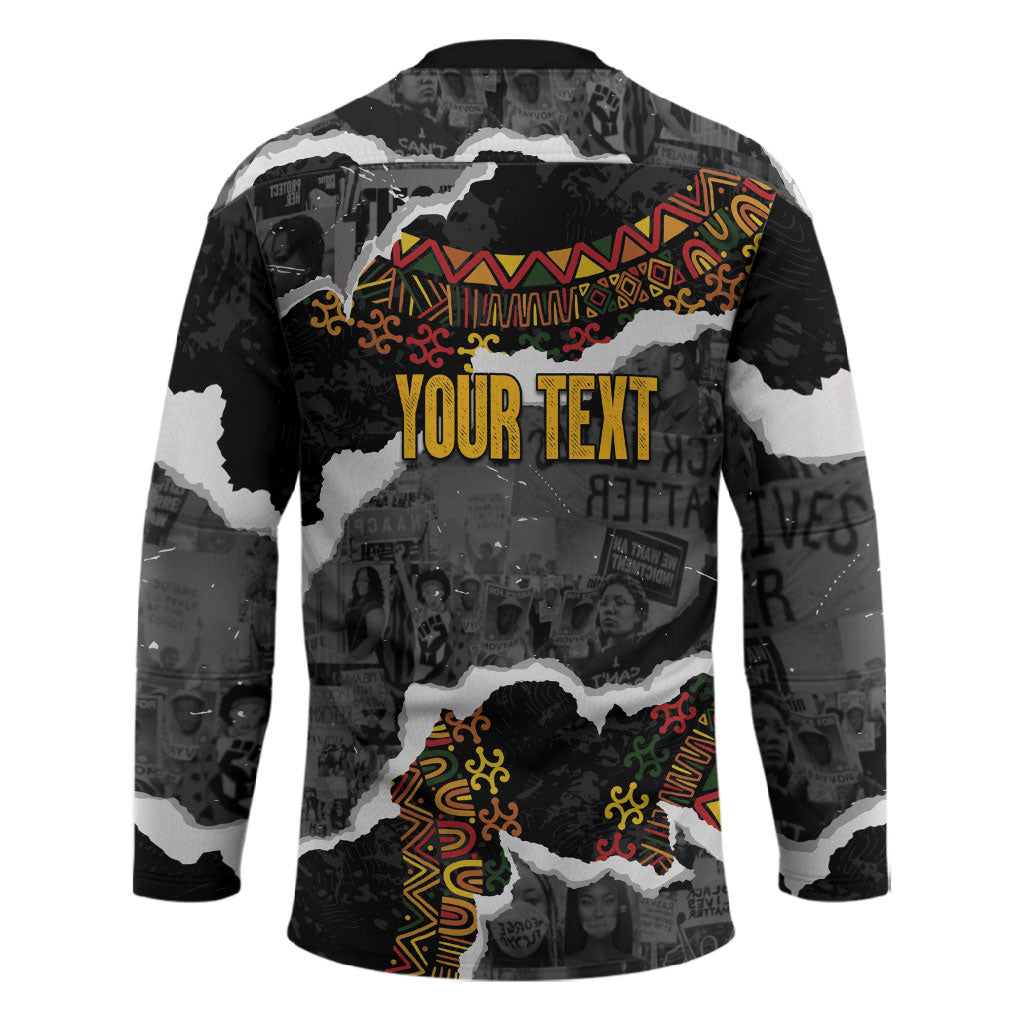 Juneteenth Freedom Day Personalized Grunge Ethnic Motif Hockey Jersey Black History