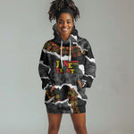 Juneteenth Freedom Day Personalized Grunge Ethnic Motif Hoodie Dress Black History
