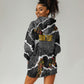 Juneteenth Freedom Day Personalized Grunge Ethnic Motif Hoodie Dress Black History