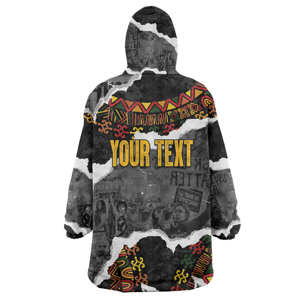 Juneteenth Freedom Day Personalized Grunge Ethnic Motif Kid Wearable Blanket Hoodie Black History