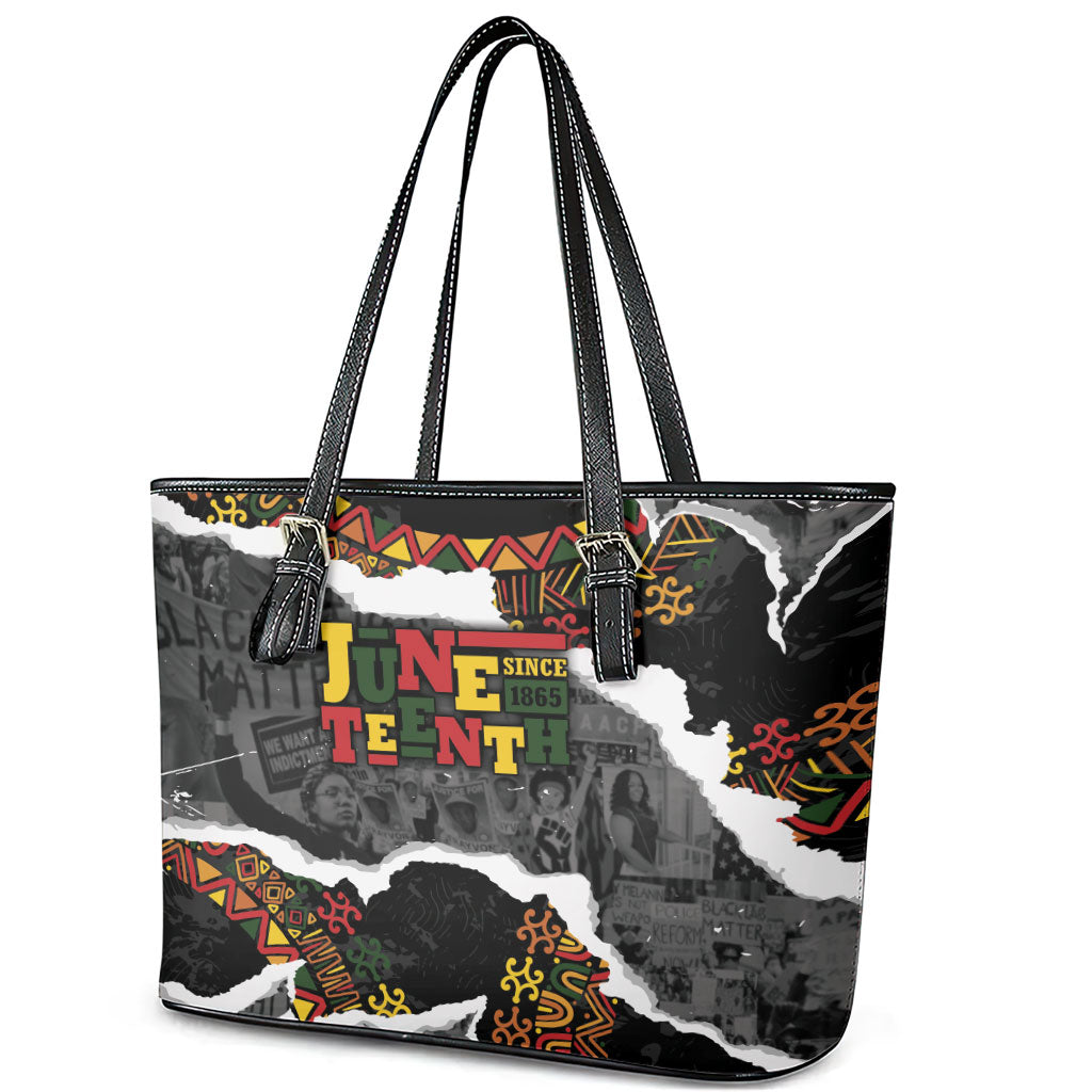 Juneteenth Freedom Day Grunge Ethnic Motif Leather Tote Bag Black History