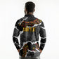 Juneteenth Freedom Day Personalized Grunge Ethnic Motif Long Sleeve Polo Shirt Black History