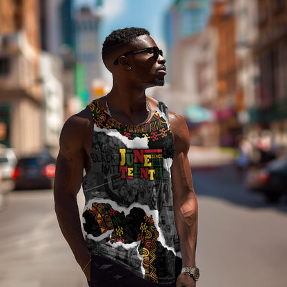 Juneteenth Freedom Day Personalized Grunge Ethnic Motif Men Tank Top Black History