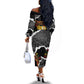 Juneteenth Freedom Day Personalized Grunge Ethnic Motif Off The Shoulder Long Sleeve Dress Black History