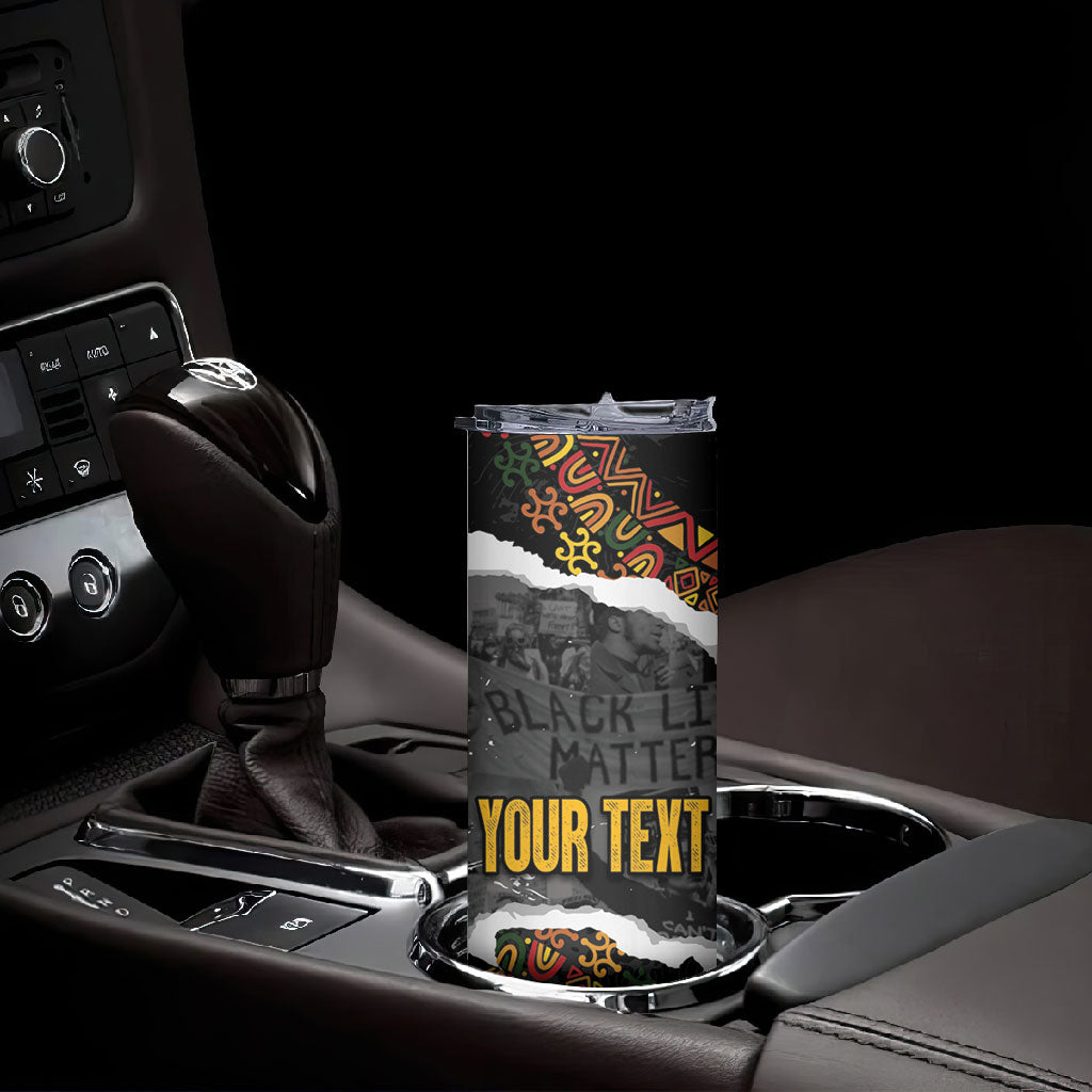 Juneteenth Freedom Day Personalized Grunge Ethnic Motif Skinny Tumbler Black History